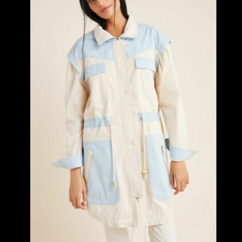 Anthropologie Retro Colorblock Utility Jacket